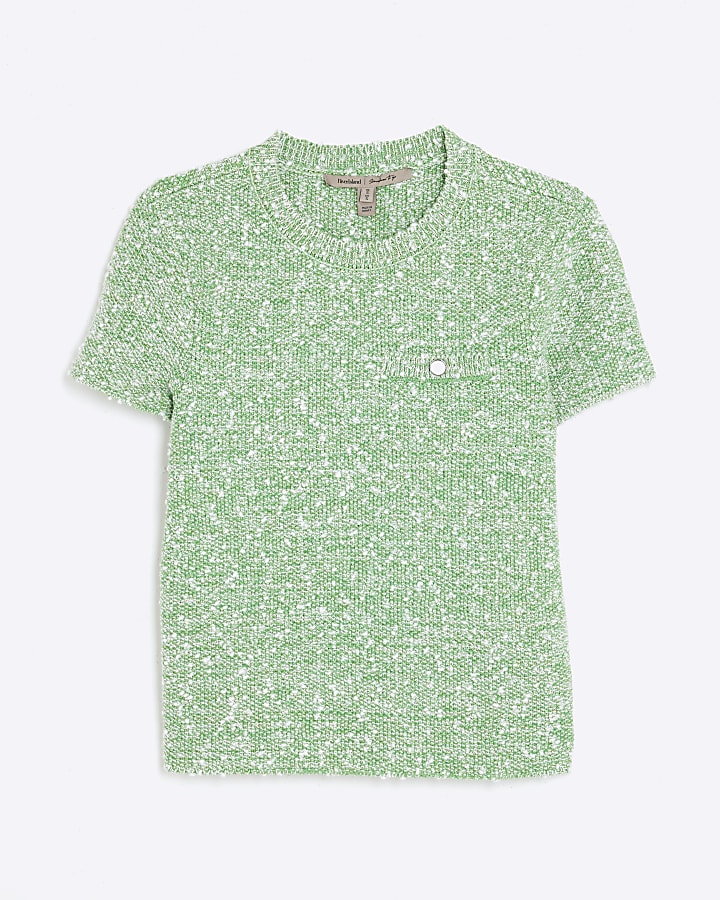 Green Short Sleeve Boucle T-shirt