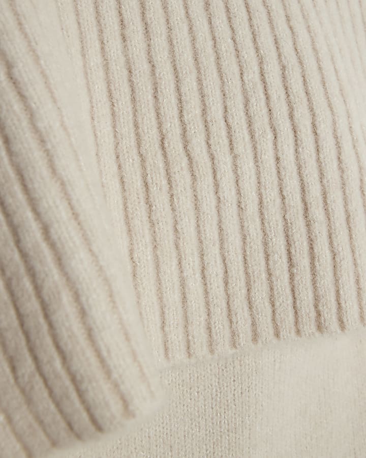 Cream Knitted Bardot Jumper