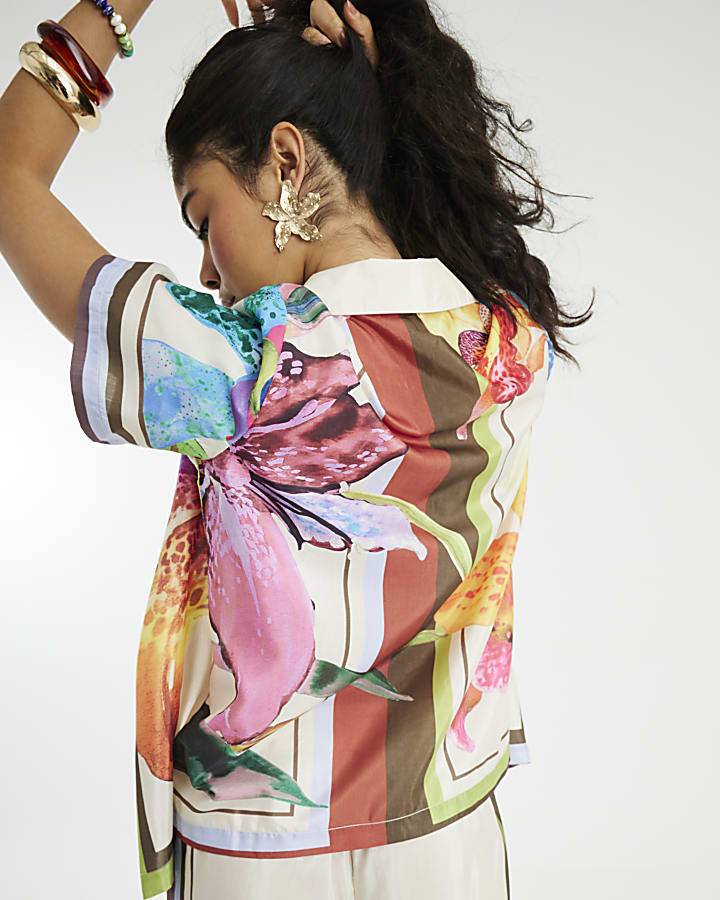 Multi Colour Tropical Print Beach Shirt
