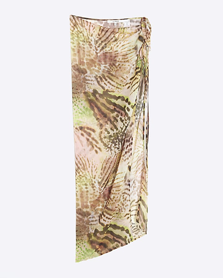 Khaki Colour Animal Print Beach Sarong