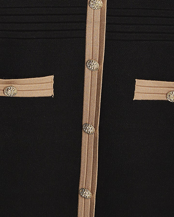 Black Long Sleeve Button Detail mini Dress