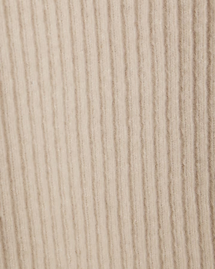 Cream Knitted Button Detail Mini Jumper Dress