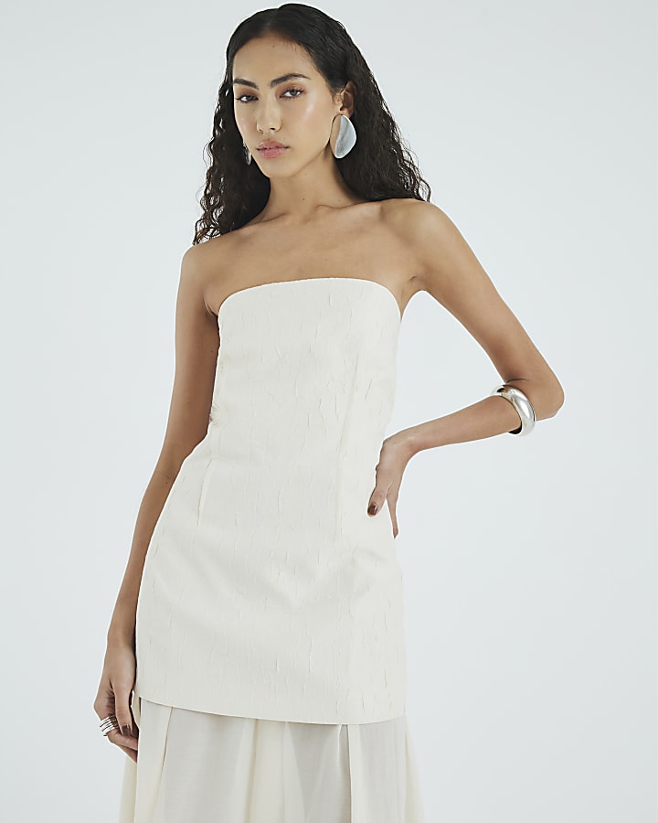 RI Studio Cream Hybrid Sheer Maxi Dress