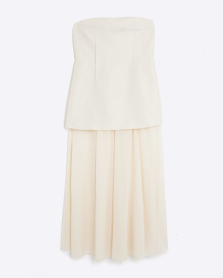 RI Studio Cream Hybrid Sheer Maxi Dress