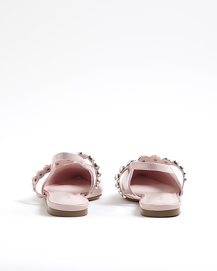 Pink Strapped Sling Back Flat Shoes