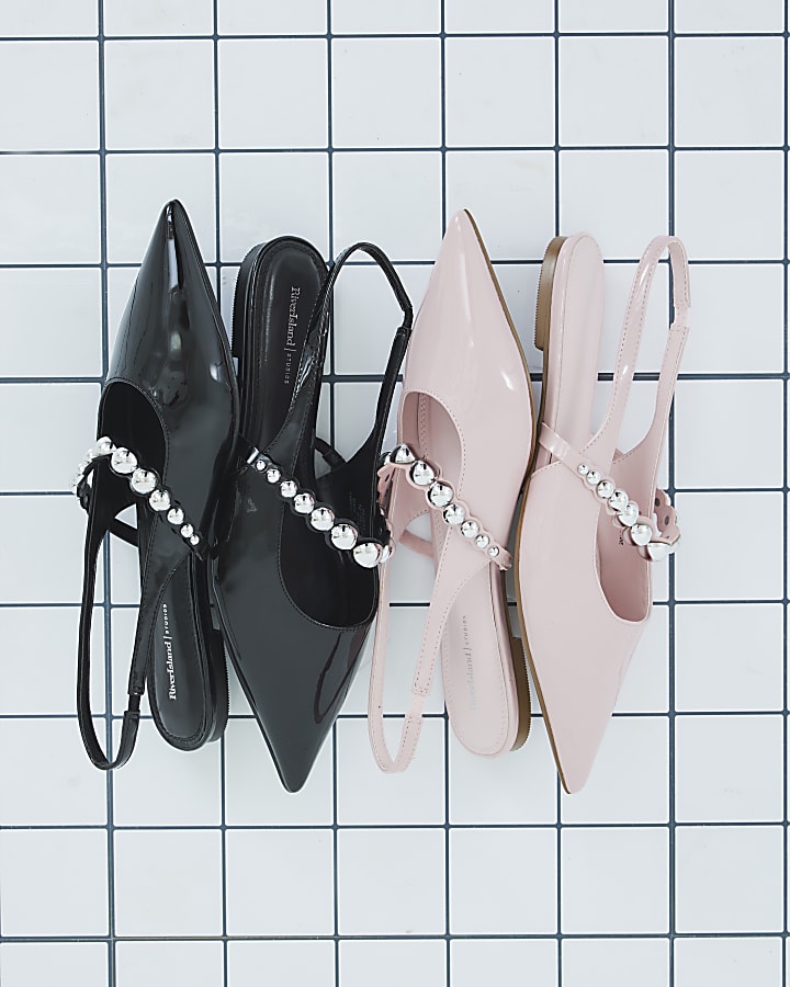 Pink Strapped Sling Back Flat Shoes