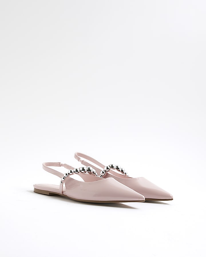 Pink Strapped Sling Back Flat Shoes