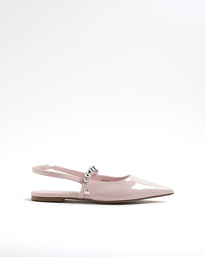 Pink Strapped Sling Back Flat Shoes