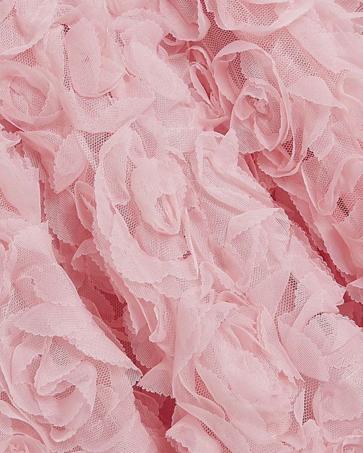 Petite Pink 3D Floral Occasion Midi Dress