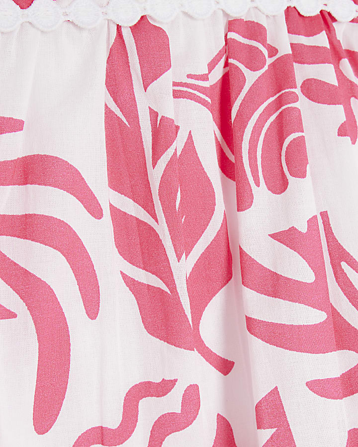 Pink Sleeveless Cut Out Printed Mini Dress