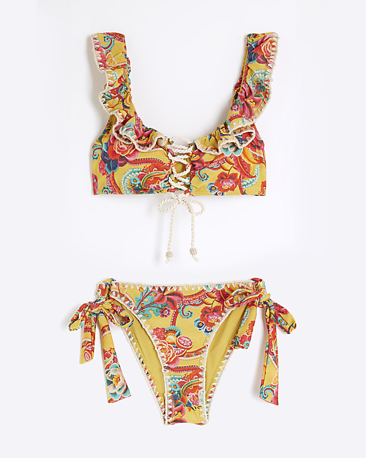 Yellow Del Maar Frilled Bikini Set