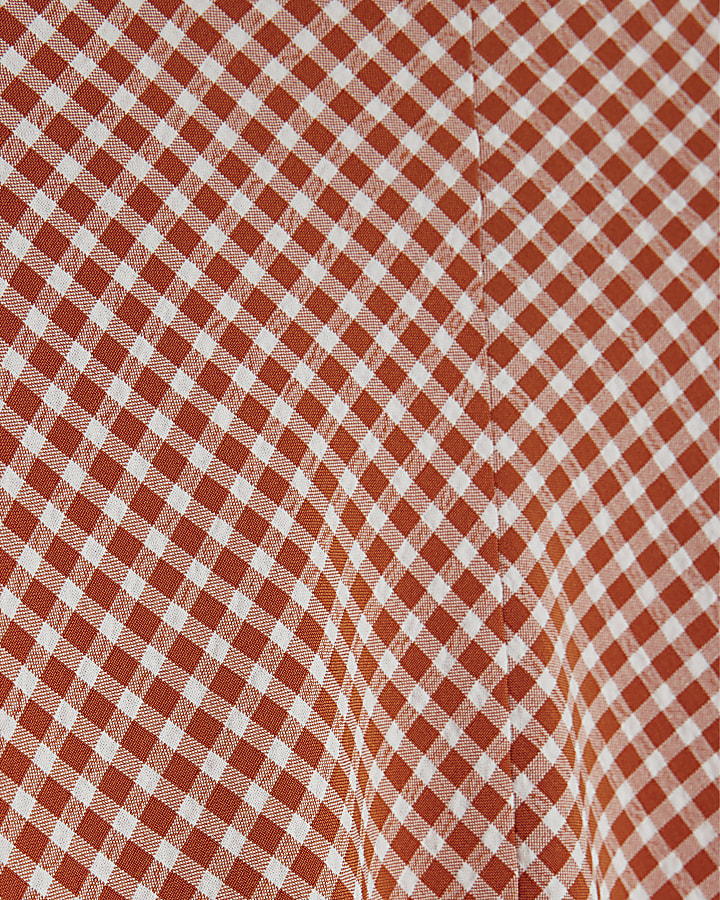 Red Gingham Midi Skirt