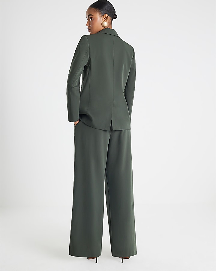 Green Wide Leg Tailored Trousers