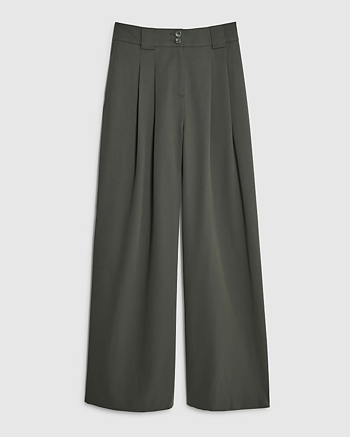 Green Wide Leg Tailored Trousers