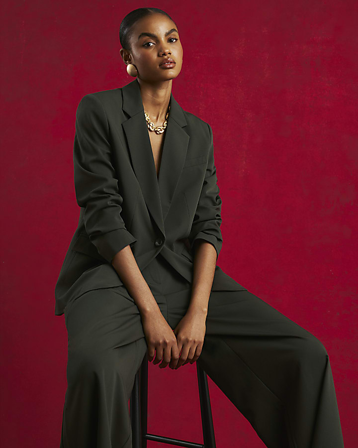 Green Long Sleeve Oversized Blazer