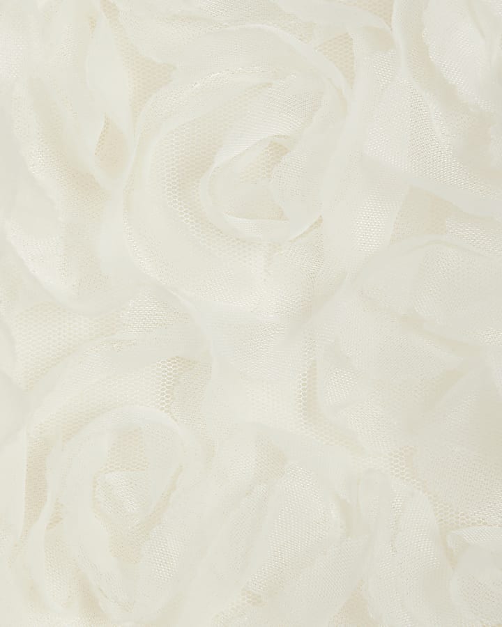 White 3D Floral Occasion Mini Dress