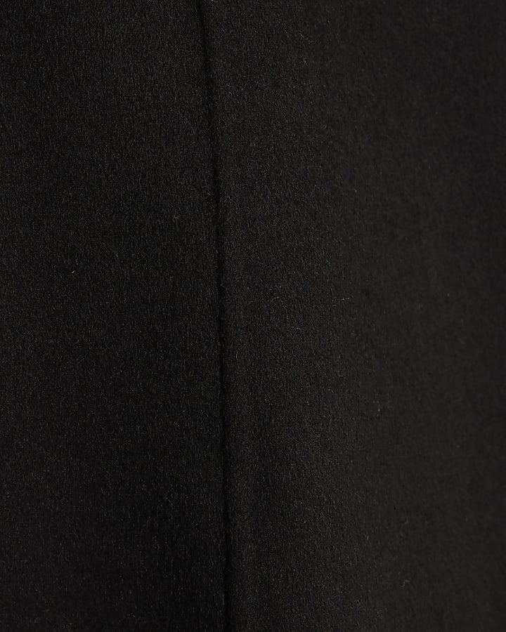 Black Premium Wool Blend Belted Skater Dress