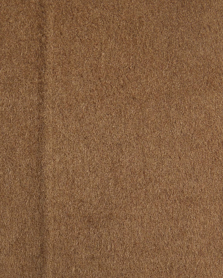 Brown Wool Blend Scarf Top