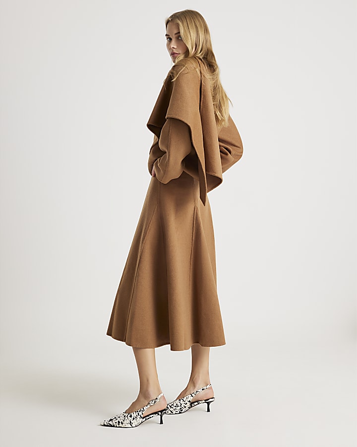 Brown Wool Scarf Top