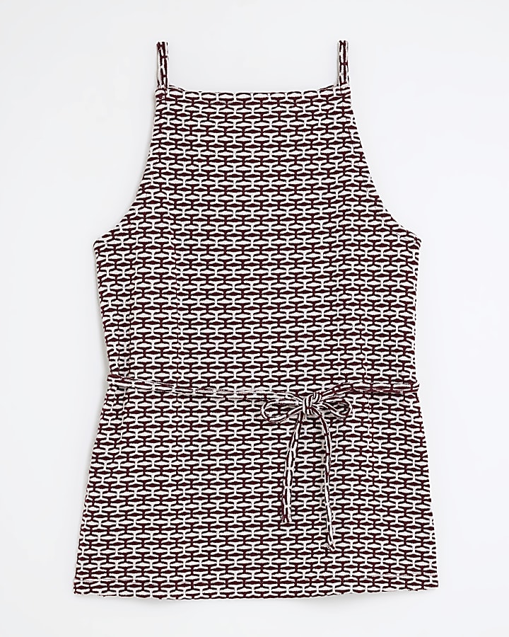 Petite Red Geometric Print Tunic Top