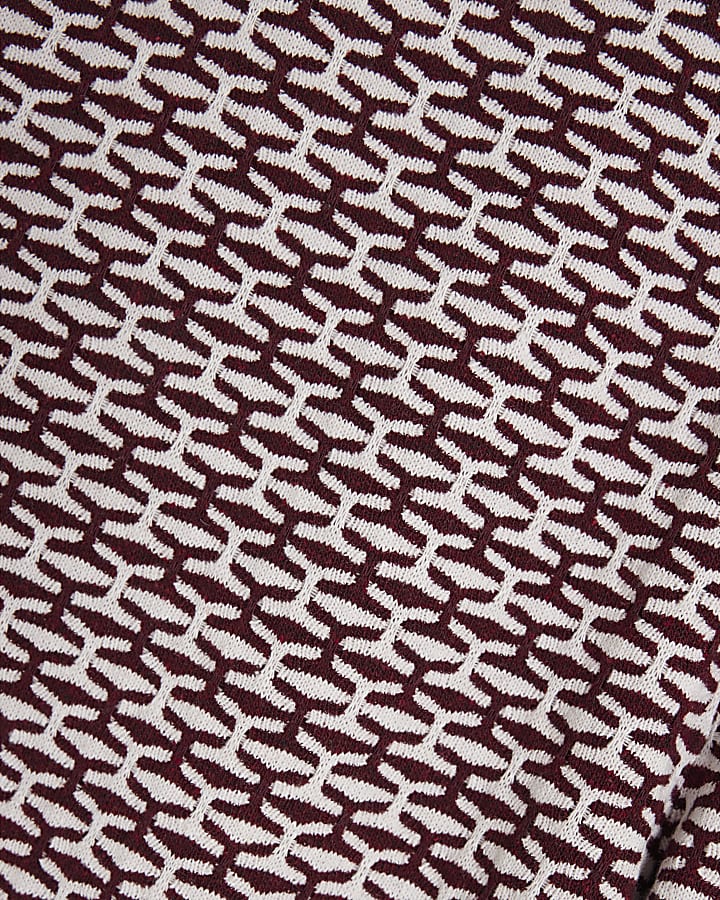 Petite Red Geometric Print Wide Leg Trousers