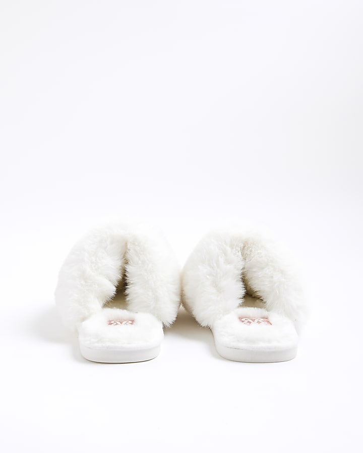 Cream Faux Fur Mule Slippers