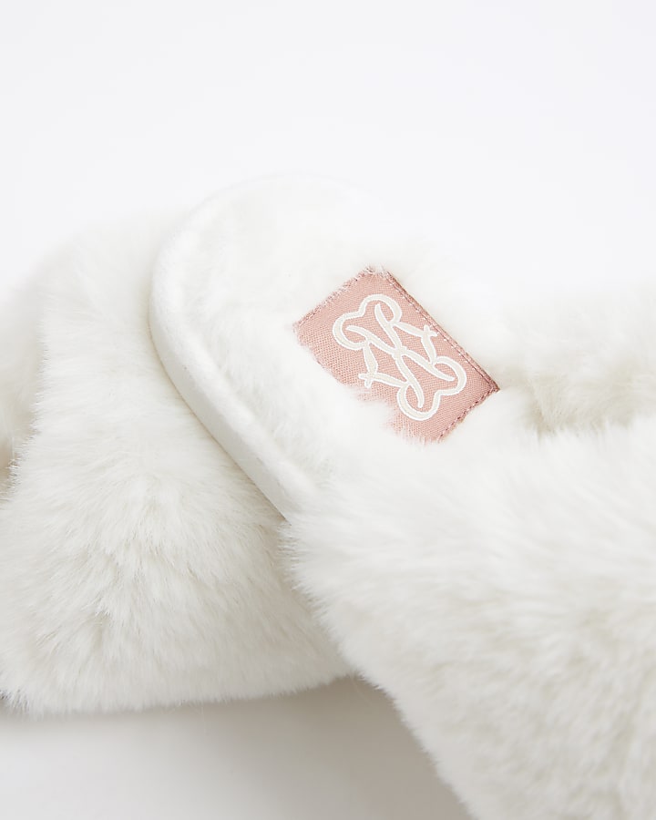 Cream Faux Fur Mule Slippers