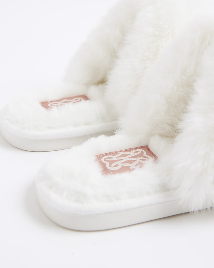 Cream Faux Fur Mule Slippers