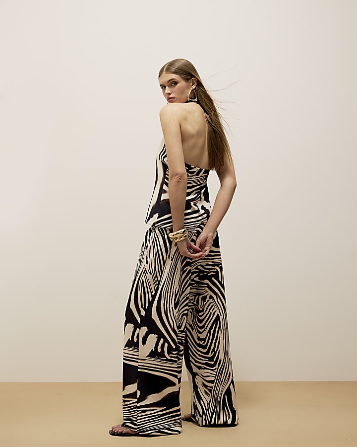 Brown Zebra Print Drawstring Trousers