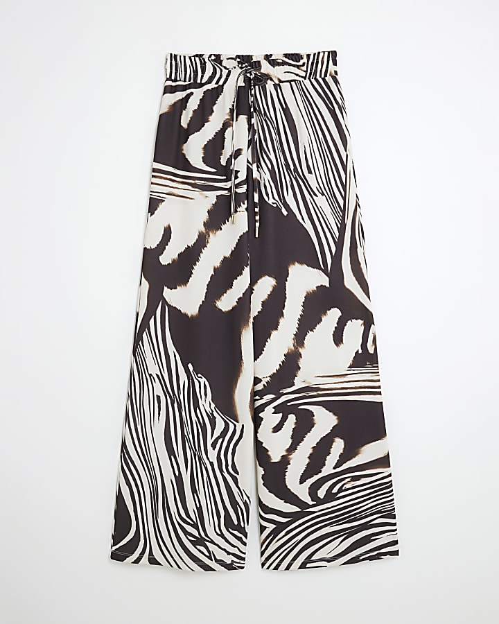 Brown Zebra Print Drawstring Trousers