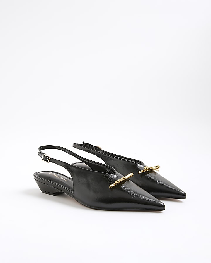 Black Pointed Slingback Shoes