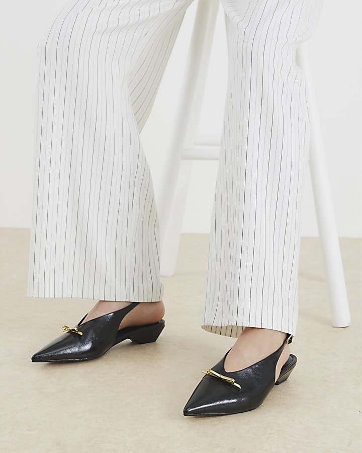 Black Pointed Slingback Shoes