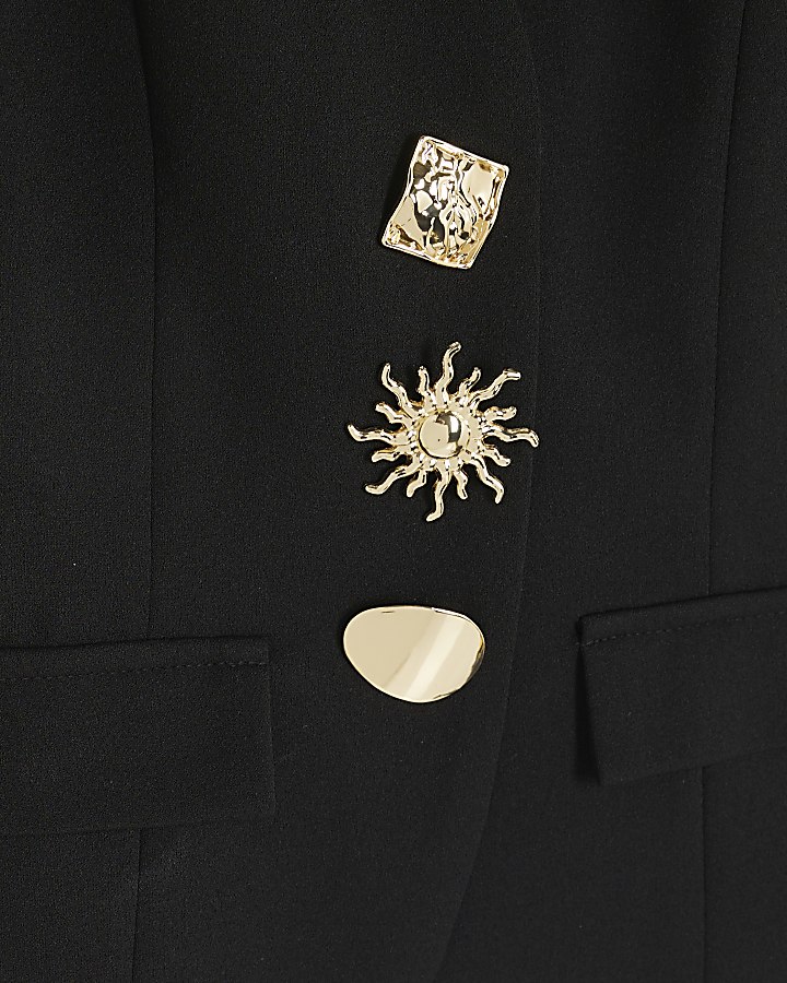 Black Sleeveless Button Detail Waistcoat