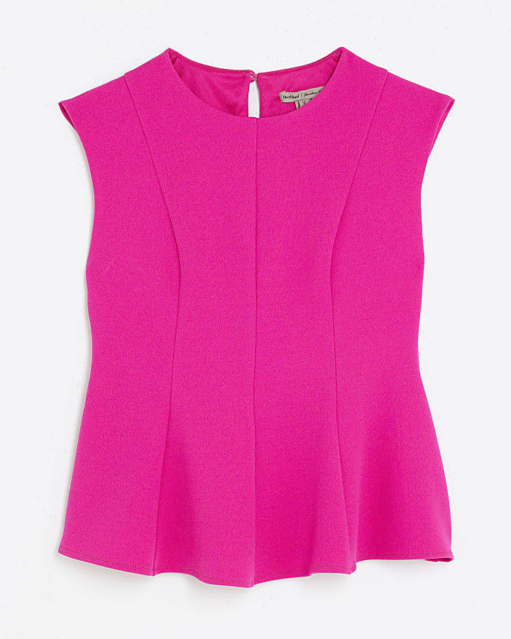 Pink Sleeveless Peplum Top