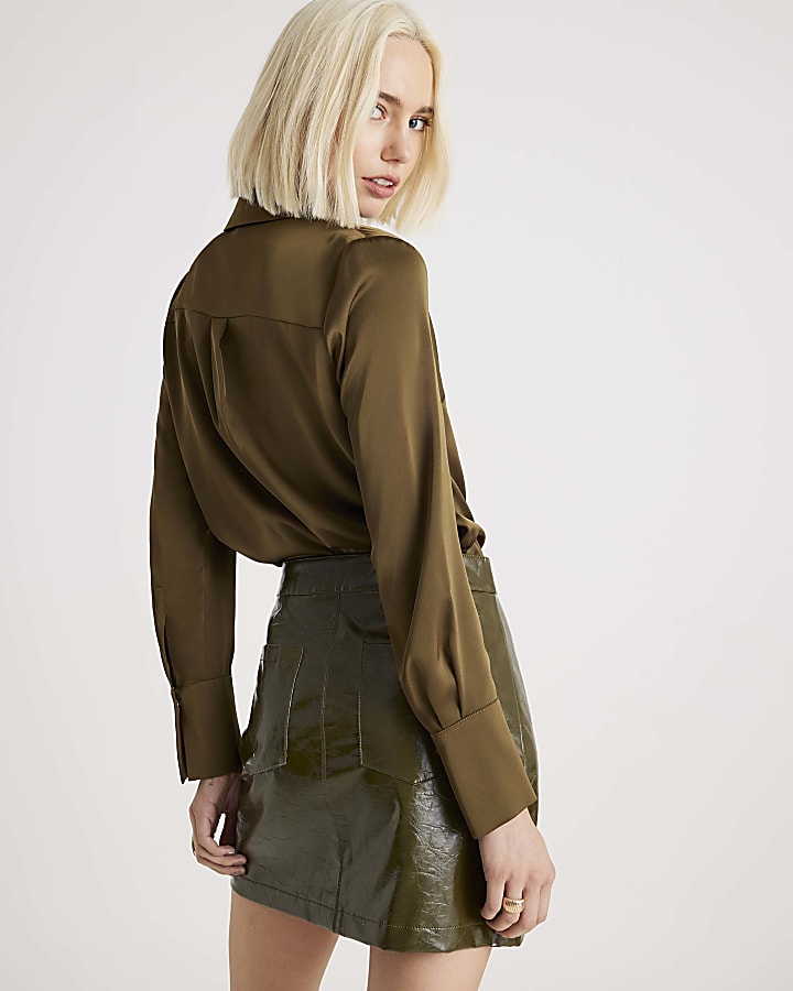 Green Slimline Satin Shirt