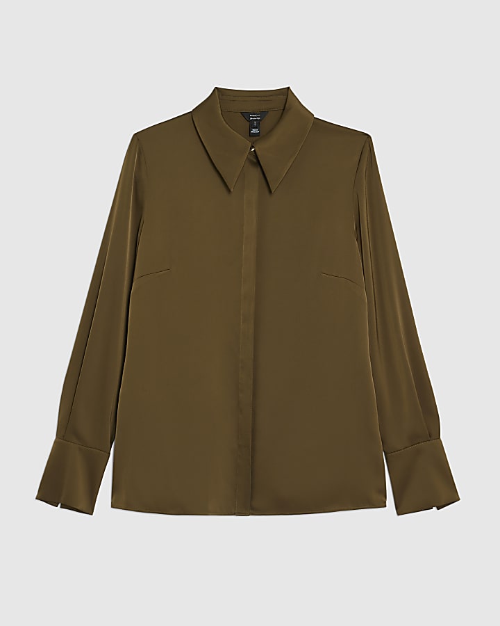 Green Slimline Satin Shirt