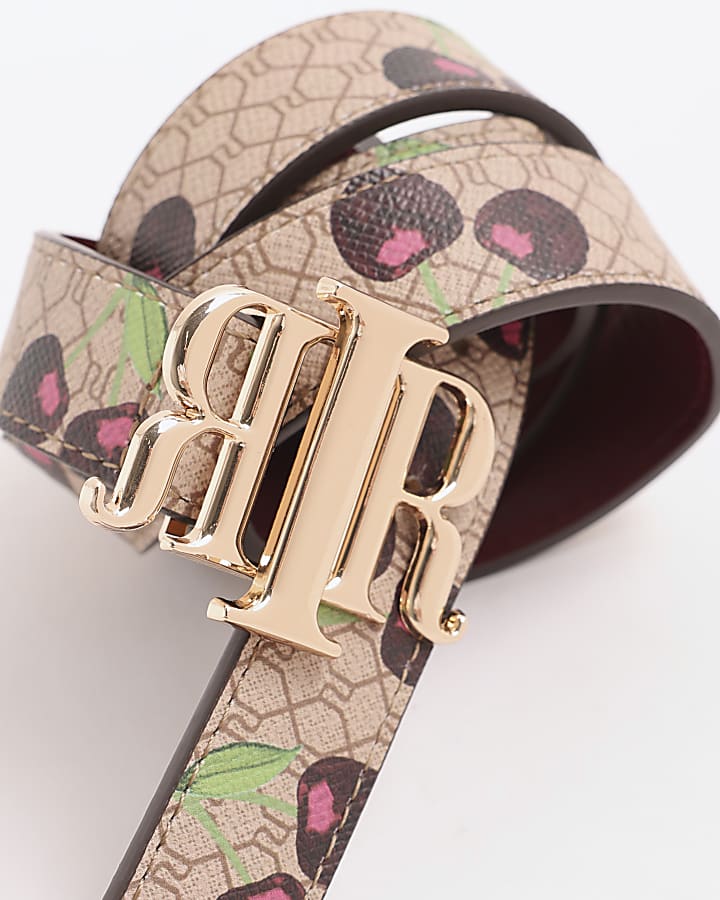 Beige RI Monogram Cherry Belt