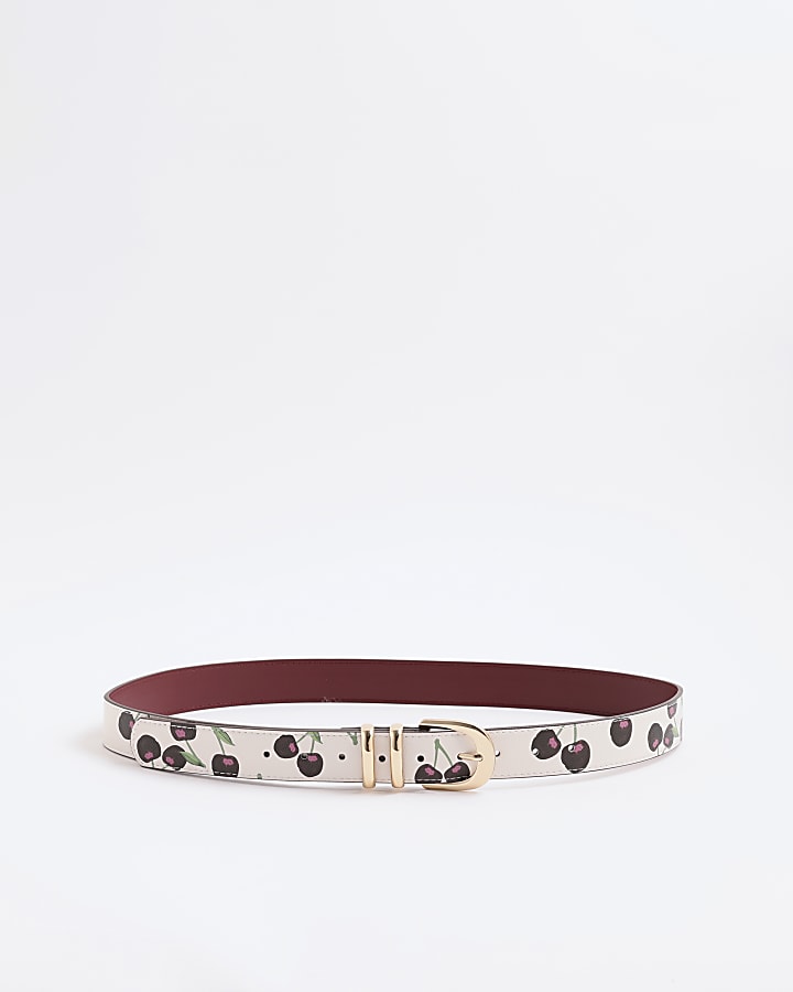 White Cherry Printed Belt