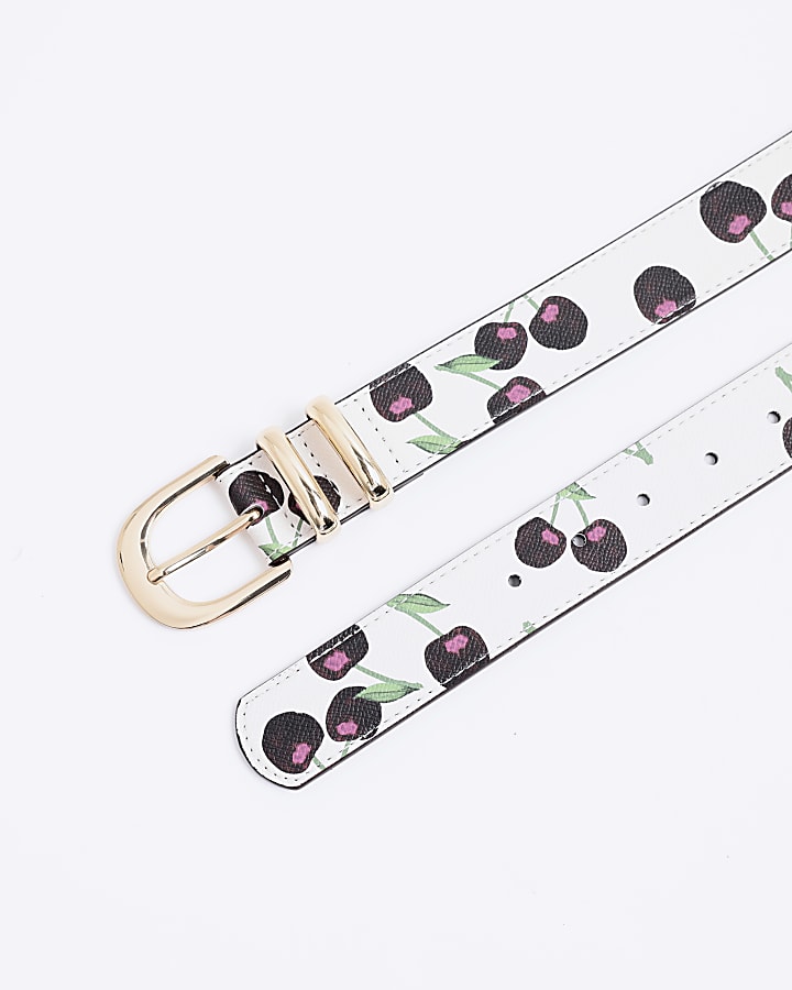 White Cherry Printed Belt