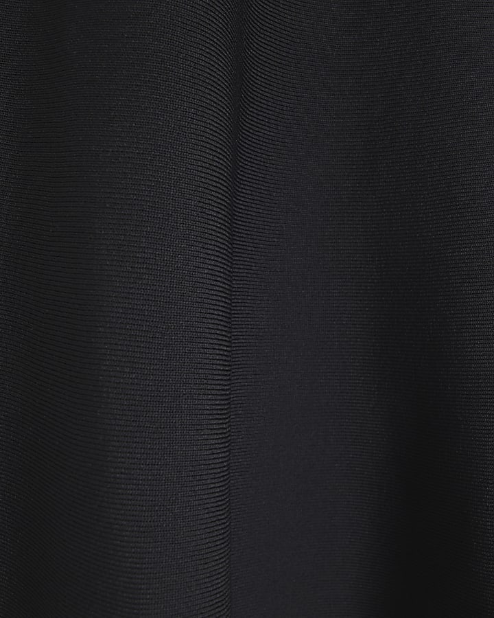 Black Knitted Sleeveless Belted Mini Dress