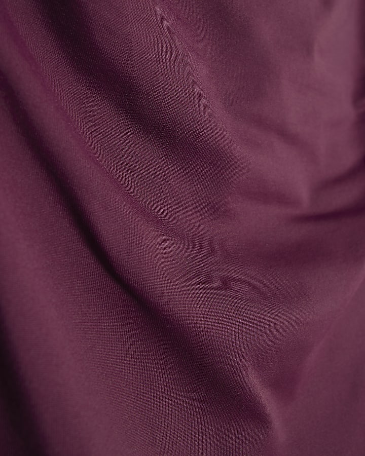 Purple Long Sleeve Ruched Drape Top