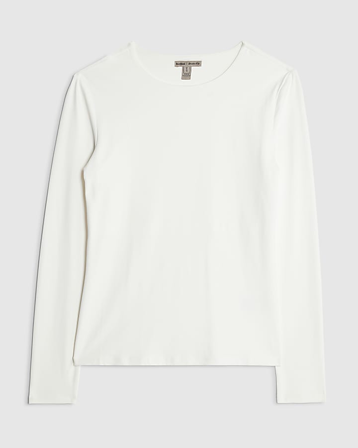 White Long Sleeve Crew Neck Top