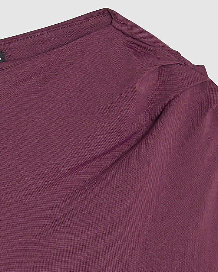 Purple Long Sleeve Slash Neck Bodysuit