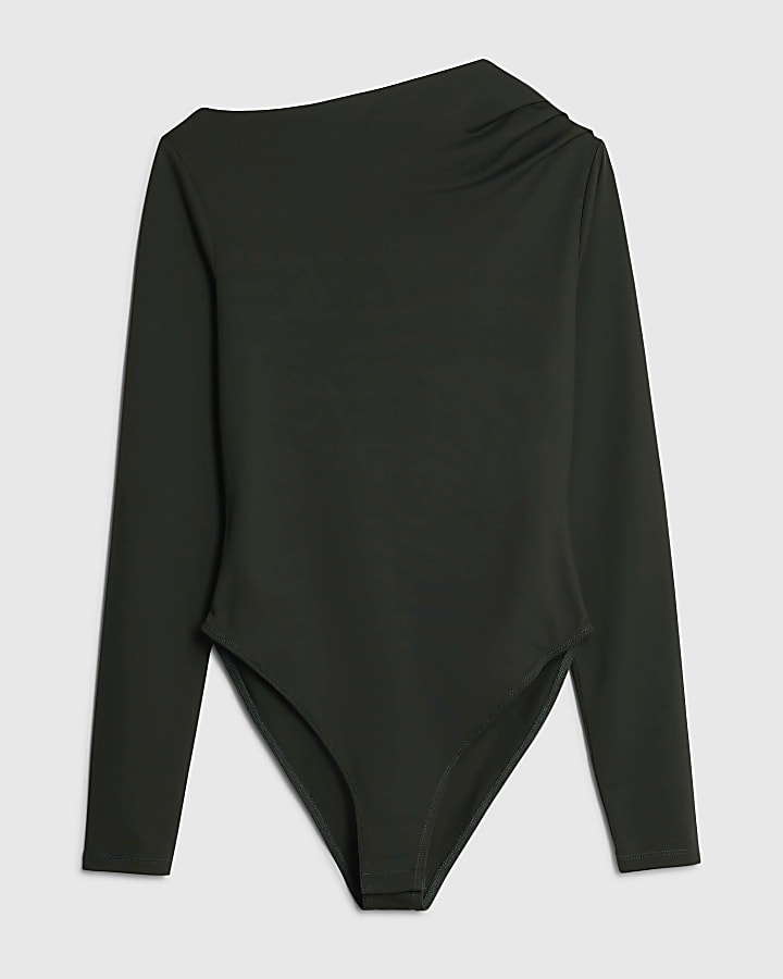 Green Long Sleeve Slash Neck Bodysuit