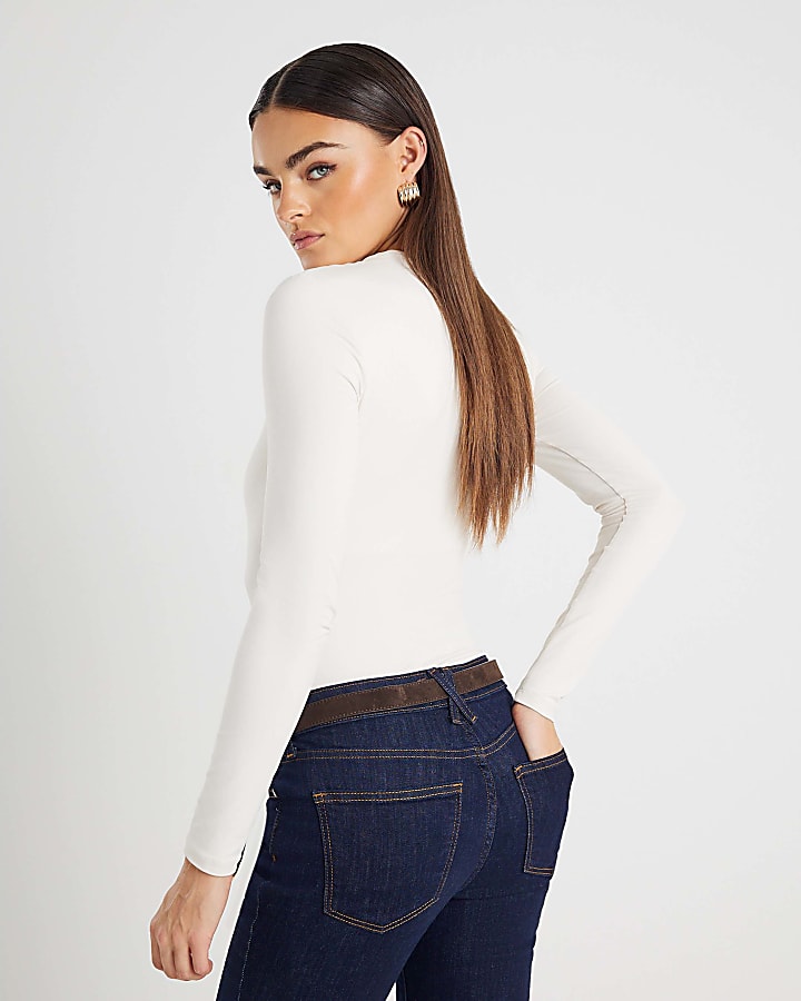 Cream Square Neck Bodysuit