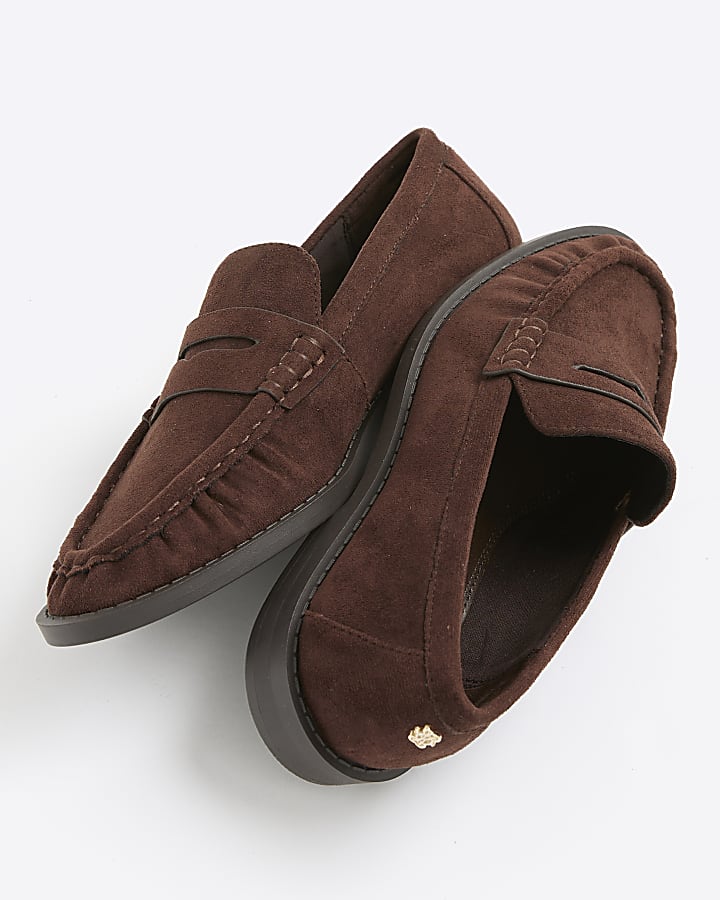 Brown Ruched Loafers
