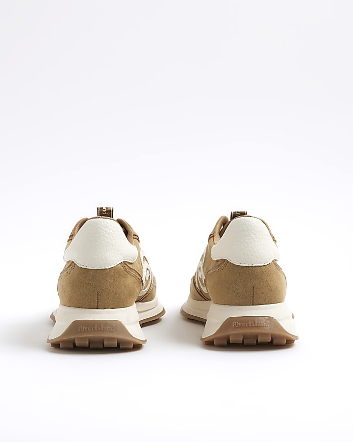Beige Lace Up Trainers