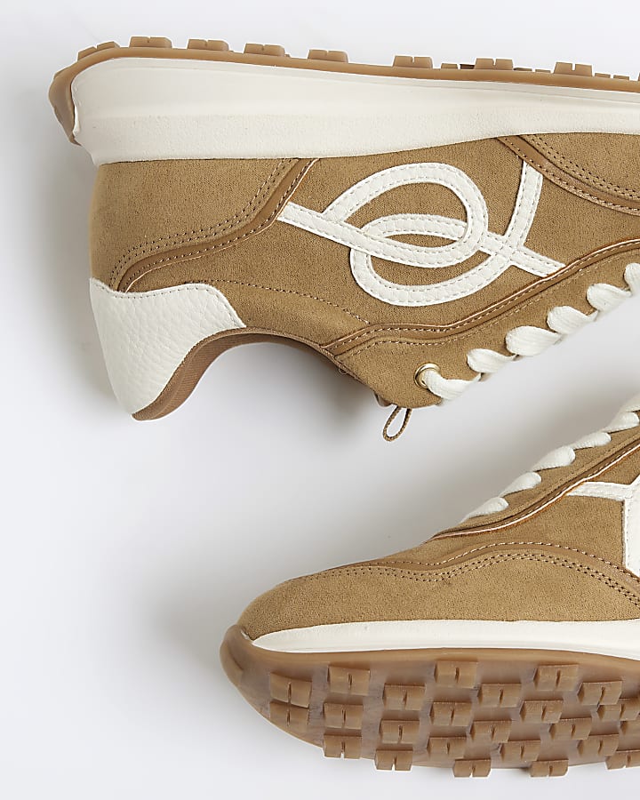 Beige Lace Up Trainers