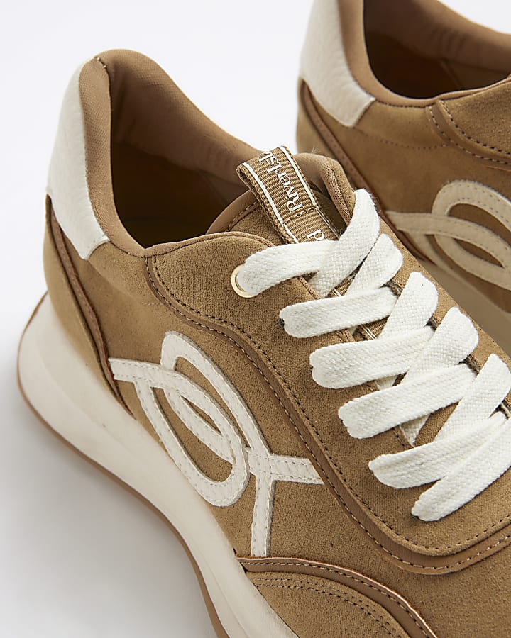 Beige Lace Up Trainers