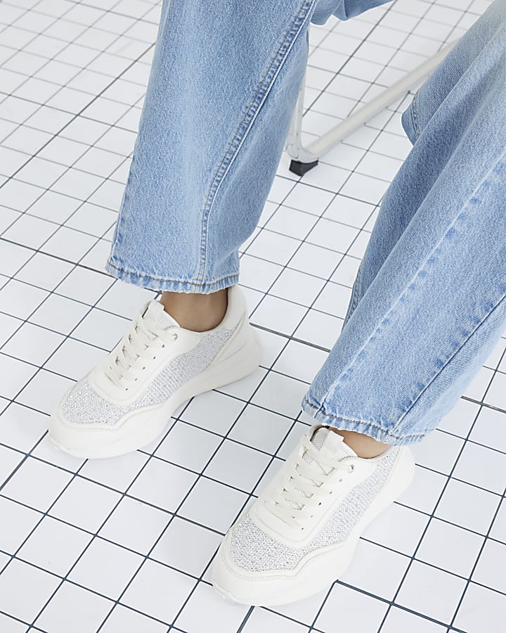 Silver Heatseal Mesh Trainers